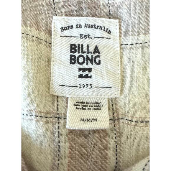 Billabong Venture Out Plaid Shirt Women’s Size M Cream/Tan EUC - Picture 9 of 11